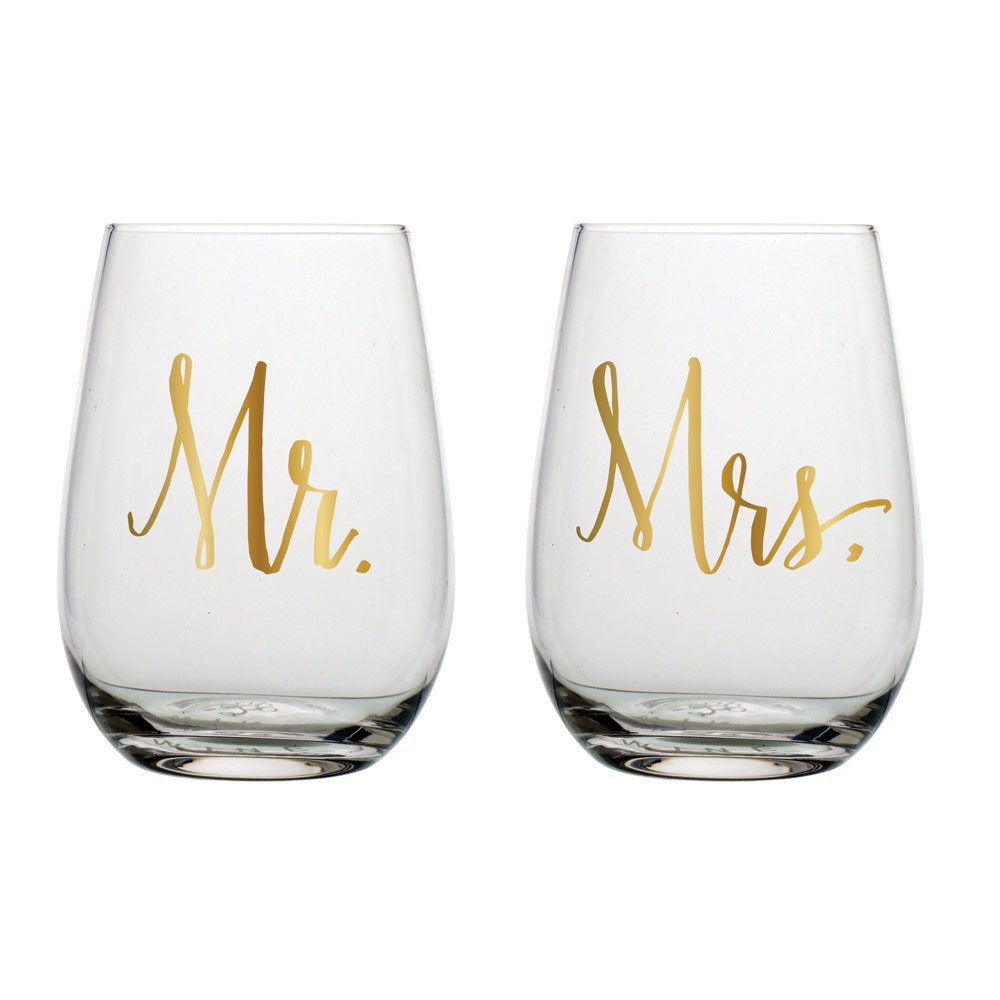 Vaso de vidrio Mr y Mrs